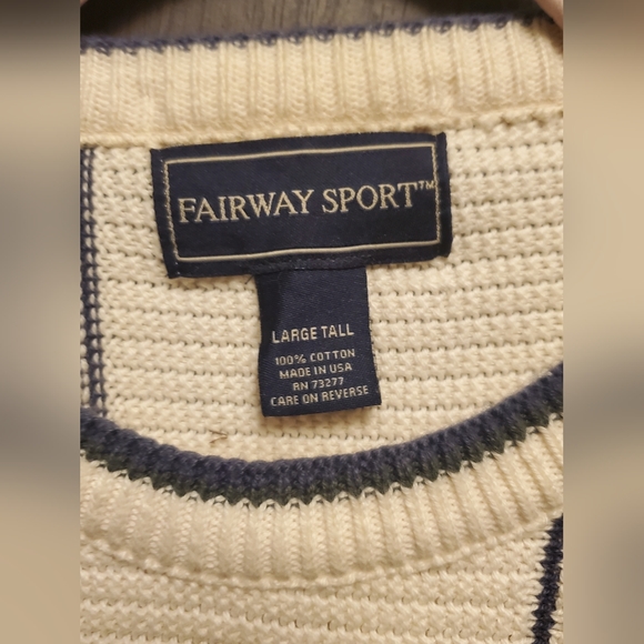 90s Vintage Textured Ivory Sweater Large Embroidered 100% Cotton Golf Sweater - Picture 5 of 9